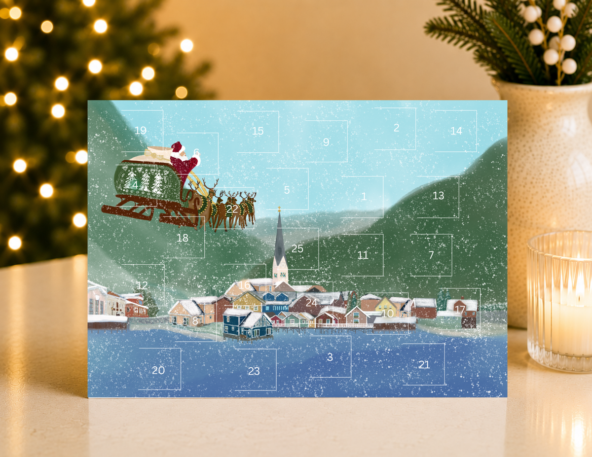 Santa by Snowy Village Advent Calendar