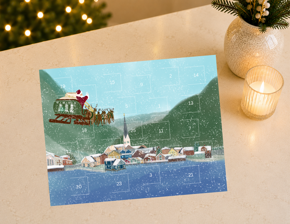 Santa by Snowy Village Advent Calendar