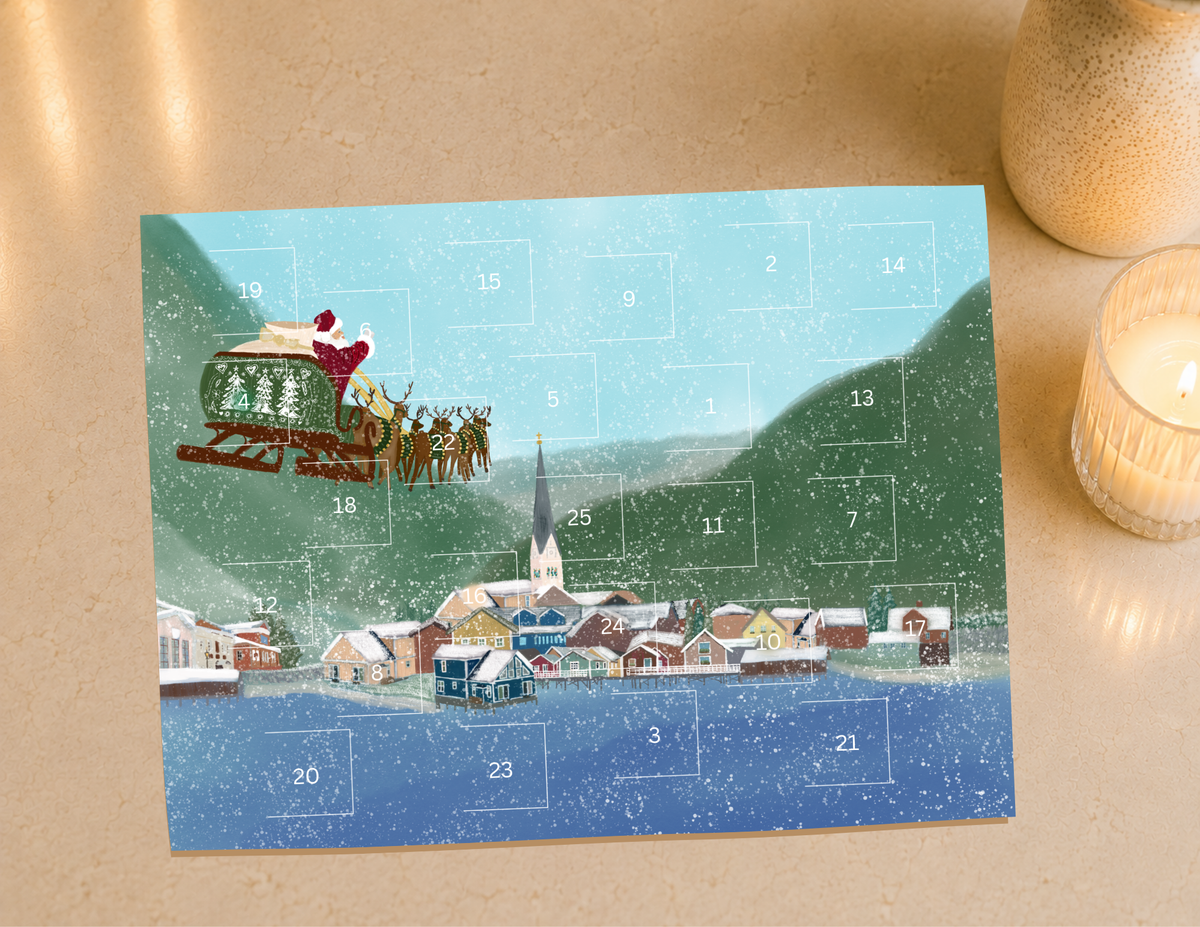 Santa by Snowy Village Advent Calendar