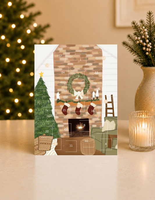 Fireplace White Brick Advent Calendar